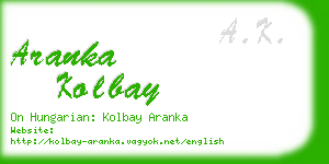 aranka kolbay business card